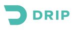 Logo of the brand "DRIP" with teal gradient on white background.