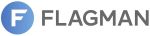 FLAGMAN logo with blue circular emblem and bold gray text on a pure white background.