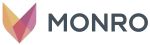 MONRO logo with geometric fox-head icon and bold text on a pure white background.