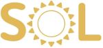 SOL logo with sun symbol on white background; letters match the sun’s